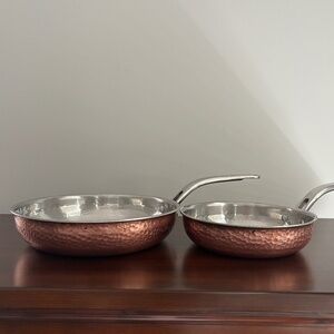 Vintage Hammered Copper Lagostina Pans - Set of 2 (10" & 8")